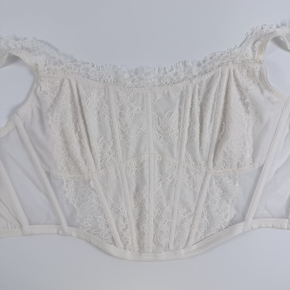 Victoria's Secret Dream Angels White Lace Corset Bustier Top Sheer Size S-DD
